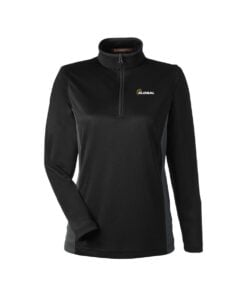 900 Global CoolWick Women's Colorblock Quarter-Zip Bowling Pullover - Black/Dark Charcoal