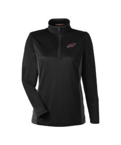 Columbia 300 CoolWick Women's Colorblock Quarter-Zip Bowling Pullover - Black/Dark Charcoal