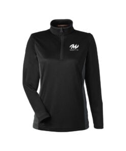 Motiv CoolWick Women's Colorblock Quarter-Zip Bowling Pullover - Black/Dark Charcoal