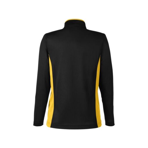 CoolWick Women's Colorblock Quarter-Zip Bowling Pullover - Black/Sunray Yellow (back)