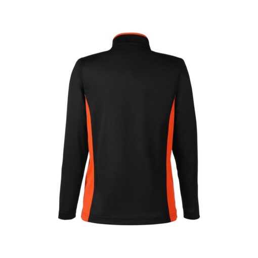 CoolWick Women's Colorblock Quarter-Zip Bowling Pullover - Black/Team Orange (back)