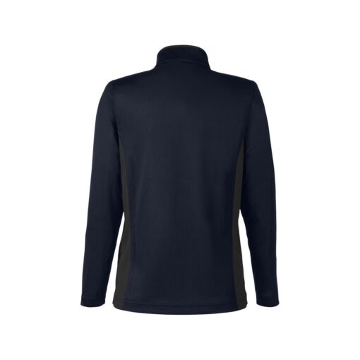 CoolWick Women's Colorblock Quarter-Zip Bowling Pullover - Dark Navy/Dark Charcoal (back)