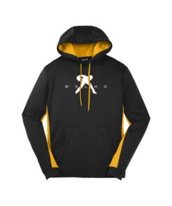 Belmo CoolWick Men's Sport-Wick Fleece Colorblock Bowling Hoodie - Black/Gold