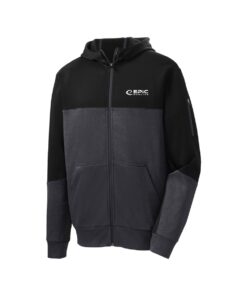 Epic CoolWick Men's Tech Fleece Colorblock Full-Zip Hooded Bowling Jacket - Black/Graphite Heather/Black
