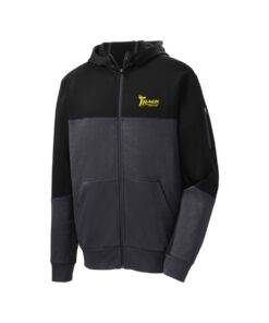 Track CoolWick Men's Tech Fleece Colorblock Full-Zip Hooded Bowling Jacket - Black/Graphite Heather/Black
