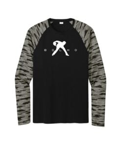 Belmo CoolWick Men's Drift Camo Colorblock Long Sleeve Dri-Fit Bowling Shirt - Black