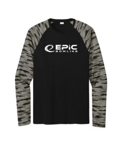 Epic CoolWick Men's Drift Camo Colorblock Long Sleeve Dri-Fit Bowling Shirt - Black