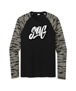 Swag CoolWick Men's Drift Camo Colorblock Long Sleeve Dri-Fit Bowling Shirt - Black