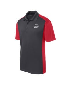 Roto Grip CoolWick Men's Colorblock Micropique Bowling Polo - Iron Grey/True Red