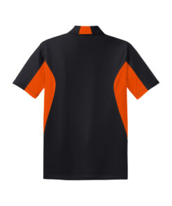 CoolWick Men's Side Blocked Micropique Bowling Polo back - Black/Deep Orange