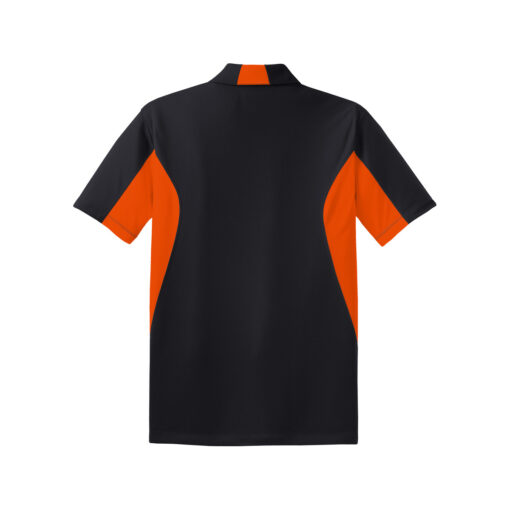 CoolWick Men's Side Blocked Micropique Bowling Polo back - Black/Deep Orange