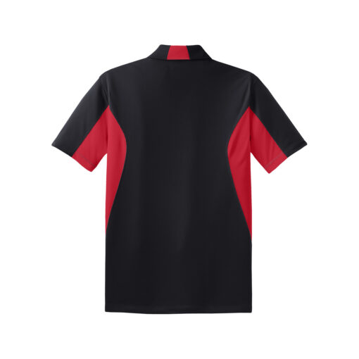 CoolWick Men's Side Blocked Micropique Bowling Polo back - Black/True Red