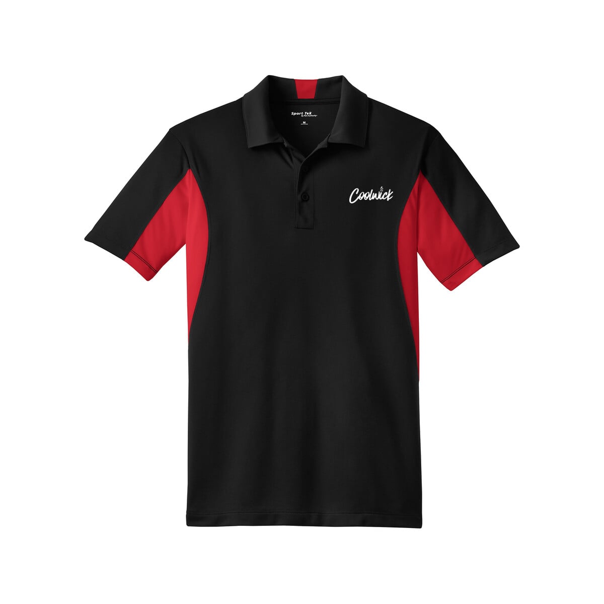 CoolWick CoolWick Men's Side Blocked Micropique Bowling Polo - Black/True Red