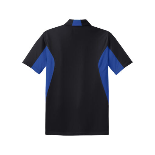 CoolWick Men's Side Blocked Micropique Bowling Polo back - Black/True Royal