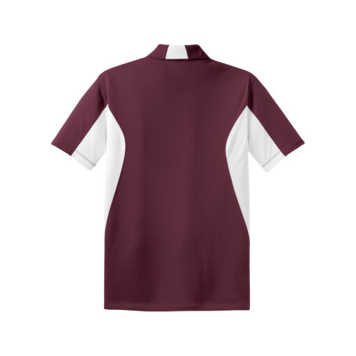CoolWick Men's Side Blocked Micropique Bowling Polo back - Maroon/White