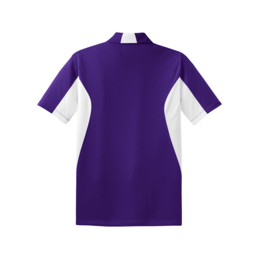 CoolWick Men's Side Blocked Micropique Bowling Polo back - Purple/White