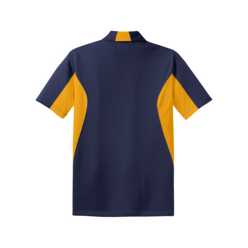 CoolWick Men's Side Blocked Micropique Bowling Polo back - True Navy/Gold