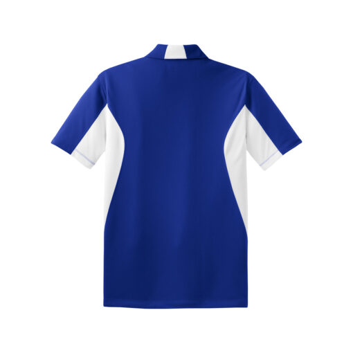 CoolWick Men's Side Blocked Micropique Bowling Polo back - True Royal/White