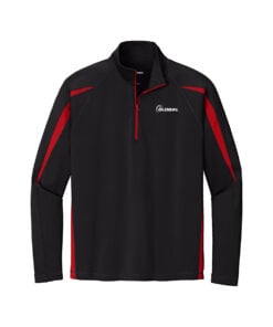 900 Global CoolWick Men's Sport-Wick Stretch Colorblock 1/4-Zip Bowling Pullover - Black/ True Red