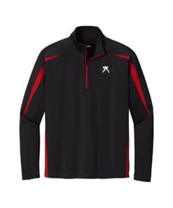 Belmo CoolWick Men's Sport-Wick Stretch Colorblock 1/4-Zip Bowling Pullover - Black/ True Red