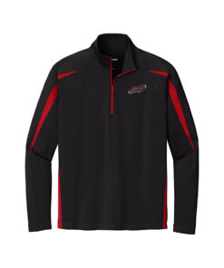 Columbia 300 CoolWick Men's Sport-Wick Stretch Colorblock 1/4-Zip Bowling Pullover - Black/ True Red