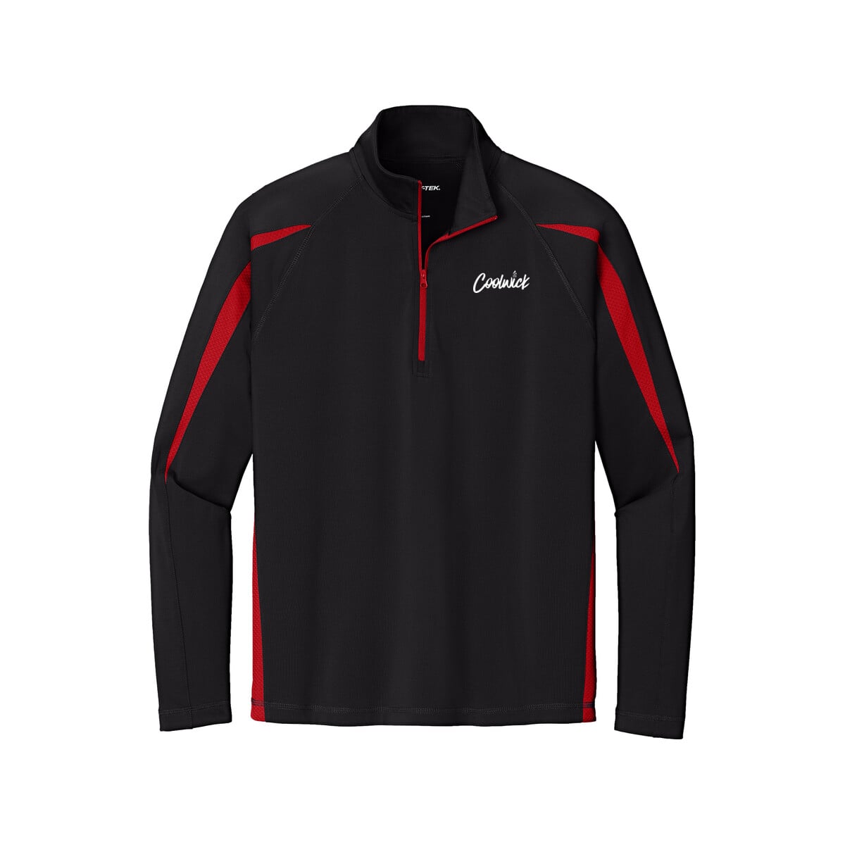 CoolWick CoolWick Men's Sport-Wick Stretch Colorblock 1/4-Zip Bowling Pullover - Black/ True Red