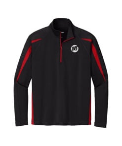 DV8 CoolWick Men's Sport-Wick Stretch Colorblock 1/4-Zip Bowling Pullover - Black/ True Red