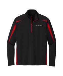 Epic CoolWick Men's Sport-Wick Stretch Colorblock 1/4-Zip Bowling Pullover - Black/ True Red