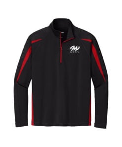 Motiv CoolWick Men's Sport-Wick Stretch Colorblock 1/4-Zip Bowling Pullover - Black/ True Red