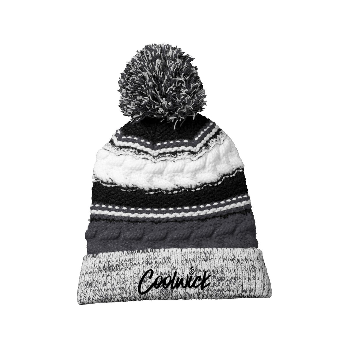 CoolWick CoolWick Pom Pom Bowling Beanie - Iron Grey/Black/White