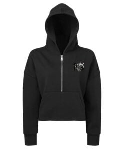 Kristina Cox Women's Cropped Half-Zip CoolWick Bowling Hoodie Black