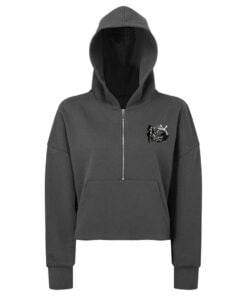 Kristina Cox Women's Cropped Half-Zip CoolWick Bowling Hoodie Charcoal
