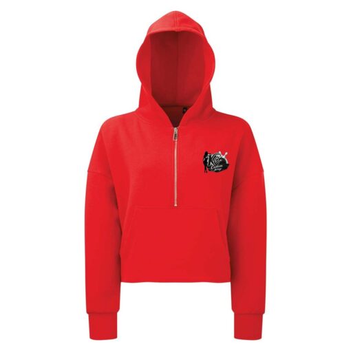 Kristina Cox Women's Cropped Half-Zip CoolWick Bowling Hoodie Fire Red