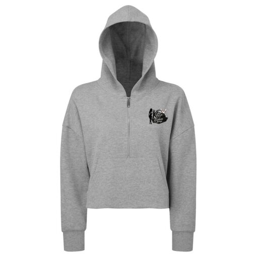 Kristina Cox Women's Cropped Half-Zip CoolWick Bowling Hoodie Heather Grey