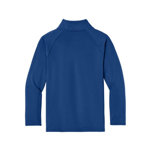 CoolWick Youth Sport-Wick Stretch 1/4-Zip Bowling Pullover back - True Royal