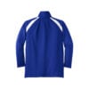 CoolWick Youth Tricot Track Bowling Jacket back - True Royal/White