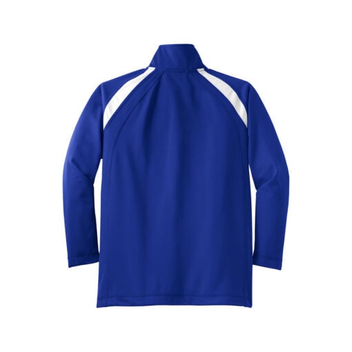 CoolWick Youth Tricot Track Bowling Jacket back - True Royal/White